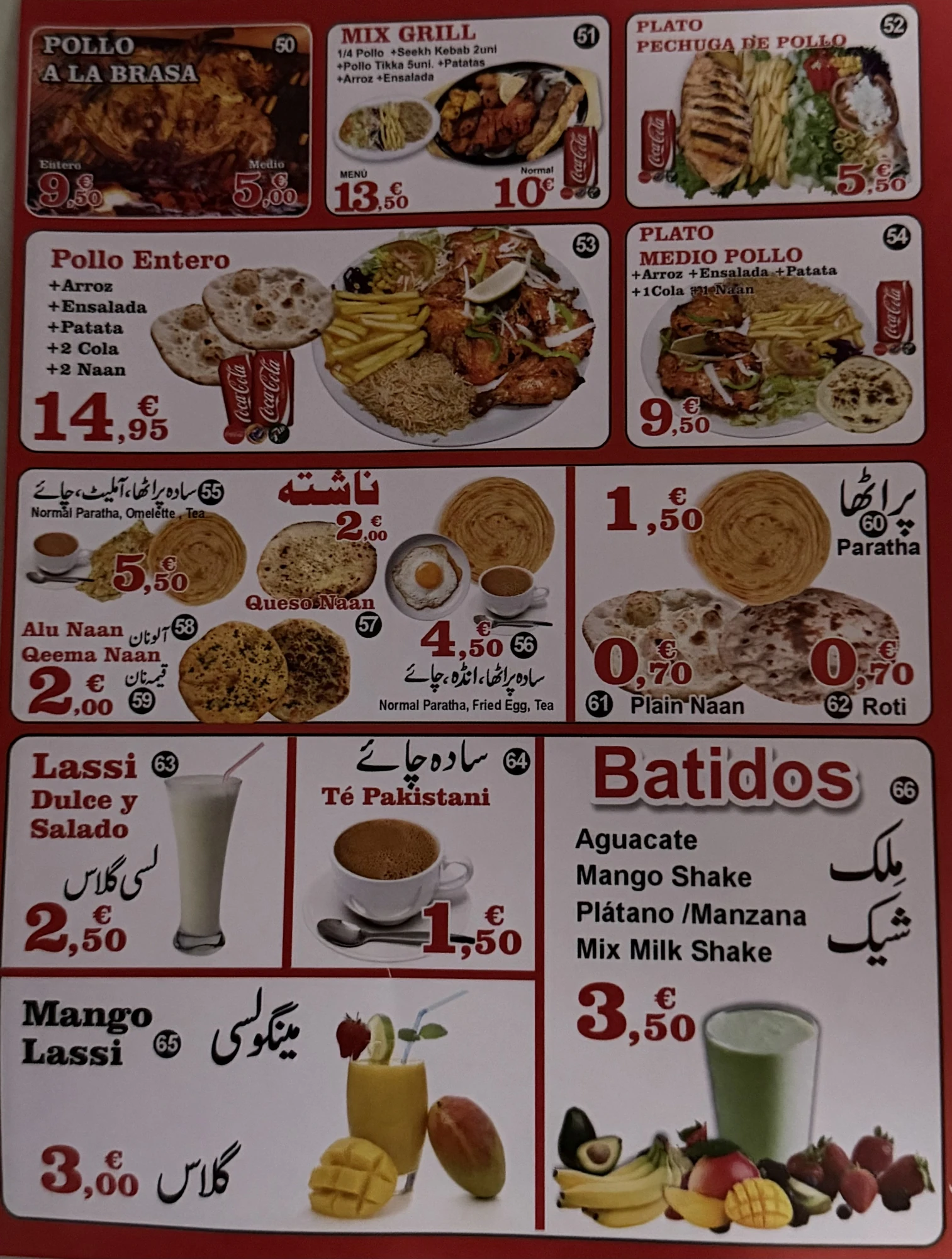 Carta original: Brasa, desayunos y bebidas